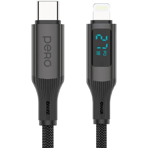 Кабель PERO DC-14, Lightning (m) — USB Type-C (m), 1.2м, черный [prdc-14cl]