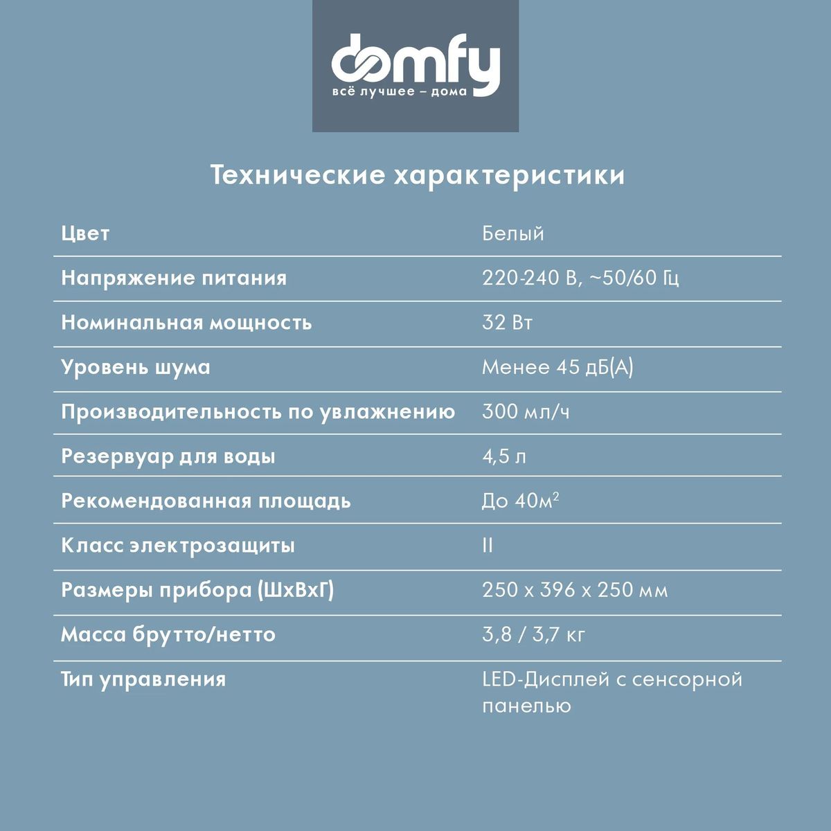 Характеристики Мойка воздуха DOMFY DCW-AW001, белый (1887205) смотреть в  СИТИЛИНК