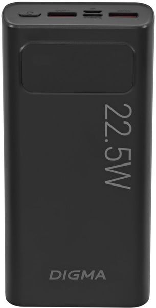 Внешний аккумулятор (Power Bank) Digma DGPF20A,  20000мAч,  черный [dgpf20a22pbk]