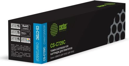 Картридж Cactus CS-C729C, 729 C, голубой / CS-C729C