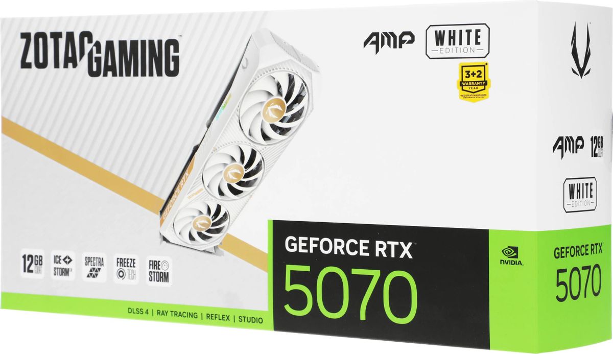 Видеокарта Zotac NVIDIA GeForce RTX 5070 RTX 5070 AMP WHITE ED
