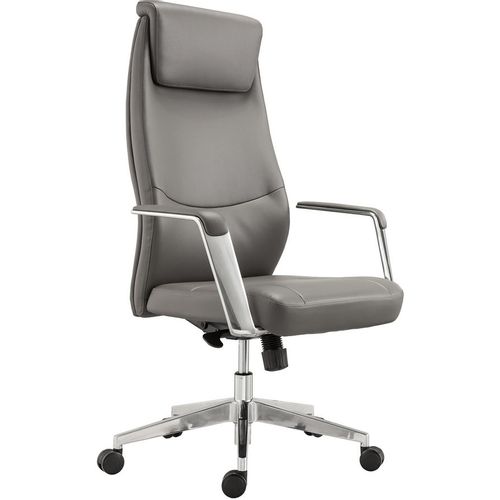 Кресло BRABIX Jazz EX-757, экокожа, до 125кг, синхромеханизм, фиксированные подлокотники, серый