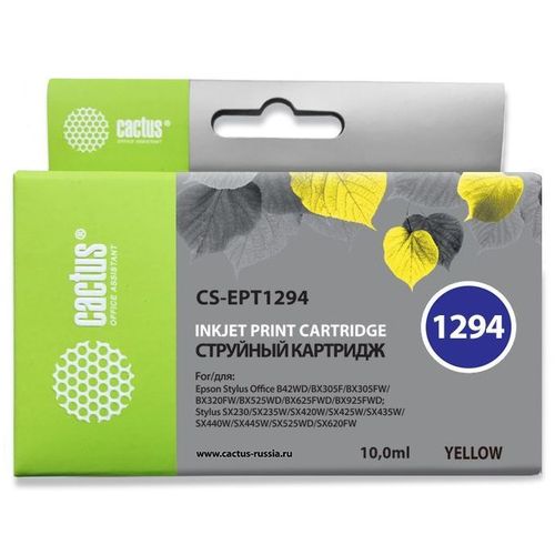 Картридж Cactus CS-EPT1294, T1294, желтый / CS-EPT1294