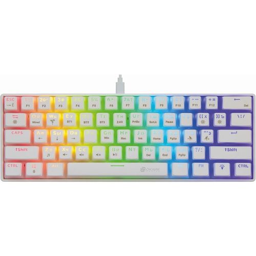 Клавиатура Oklick K763W, беспроводная, USB, Bluetooth/Радиоканал, механическая, белый [1920562]