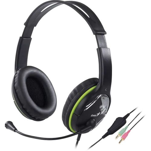 Гарнитура Genius HS-400A, для компьютера, накладные, проводные, черный [31710031400]