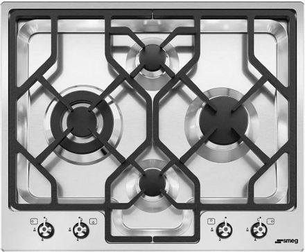 Газовая варочная панель SMEG PGF64-4,  4 конфорки,  нержавеющая сталь,  серый