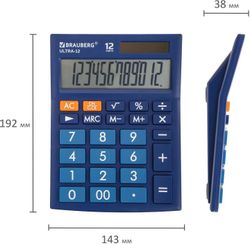 Калькулятор BRAUBERG Ultra, 12-Bu, синий