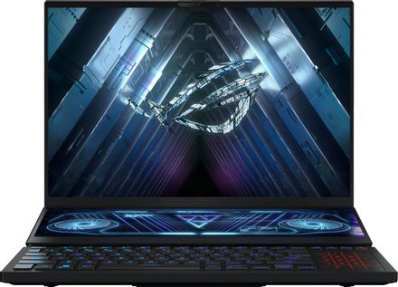 Ноутбук игровой ASUS ROG Zephyrus Duo 16 GX650PY-NM085W, 16", 2023, IPS, AMD Ryzen 9 7945HX 2.5ГГц, 16-ядерный, 32ГБ DDR5, 2ТБ SSD,  NVIDIA GeForce  RTX 4090 для ноутбуков - 16 ГБ, TGP 175Вт, Windows 11 Home,  черный [90nr0bi1-m004x0]