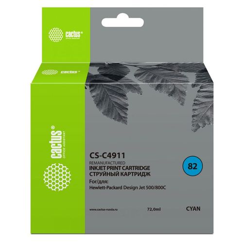 Картридж Cactus CS-C4911, №82, голубой / CS-C4911