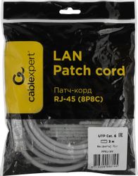Патч-корд CABLEXPERT PP6U-3M литой (molded), UTP, кат.6, 3м, серый