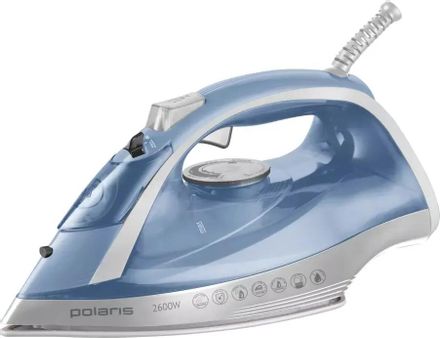 Утюг Polaris PIR 2668AK, с паровым ударом, 2600Вт, с автоотключением, голубой и серебристый