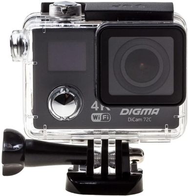 Характеристики Экшн-камера Digma DiCam 72C 4K, WiFi, черный [dc72c](Б/У ...