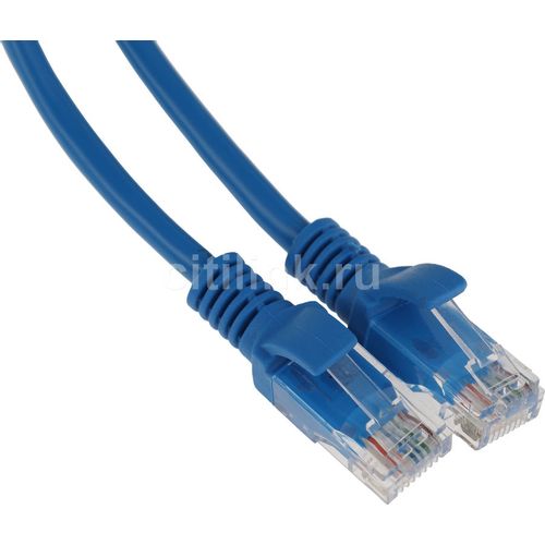 Патч-корд CABLEXPERT PP12-3M/B литой (molded), UTP, кат.5E, 3м, 4 пары, 26AWG, алюминий омедненный, многожильный, синий