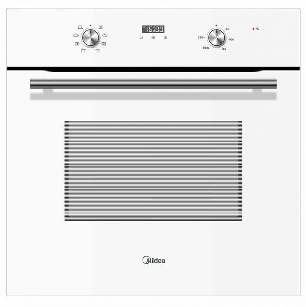 Духовой шкаф электрический Midea MO57103GW, 70л, дверца с 3 стеклами, белый/нержавеющая сталь