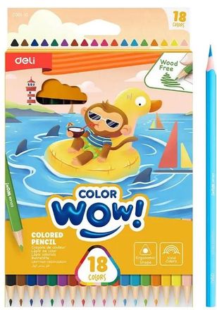 Карандаши Deli Colorwow EC00110 EC00110,  трехгранный,  пластик,  18 цв.,  коробка европодвес ,  18