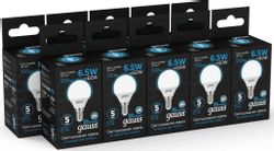 Упаковка ламп LED GAUSS E14, шар, 6.5Вт, 10 шт.