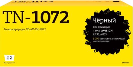Картридж T2 TC-AV-TN-1072, TN-1072/015-0368-22, черный / TC-AV-TN-1072