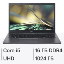 Изображение товара Ноутбук Acer Aspire 5 A515-57-52ZZ 15.6", IPS, Intel Core i5 12450H 2ГГц, 8-ядерный, 16ГБ DDR4, 1ТБ SSD,  Intel UHD Graphics, без операционной системы, металлический [nx.kn3cd.003]