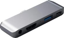 Изображение товара Адаптер  Satechi,  USB Type-C (m) -  USB (f)/USB Type-C (f)/HDMI(f)/Jack 3.5(f),  серый [st-tcmphm]