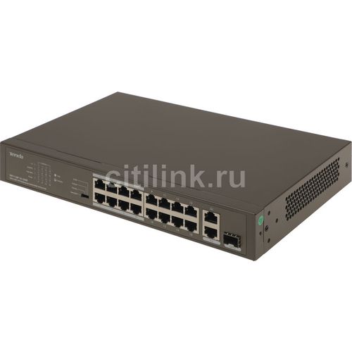 Коммутатор TENDA TEF1118P-16-150W, неуправляемый, 18 RJ-45, 10/100 Мбит/с