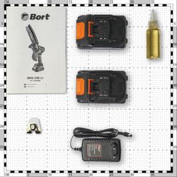 Цепная пила Bort BKS-218-LI, аккумуляторная, 18В, 2Ач, с двумя аккумуляторами