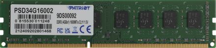 Оперативная память Patriot Signature Line PSD34G16002 DDR3 - 1x 4ГБ 1600МГц, DIMM, Ret