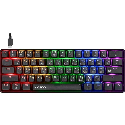 Клавиатура Defender Consul GK-220, проводная, USB, механическая, черный [45220]
