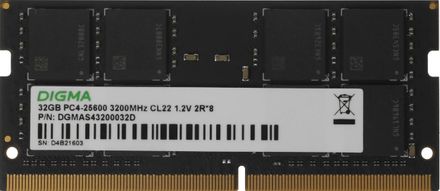 Оперативная память Digma DGMAS43200032D DDR4 - 1x 32ГБ 3200МГц, для ноутбуков (SO-DIMM), Ret
