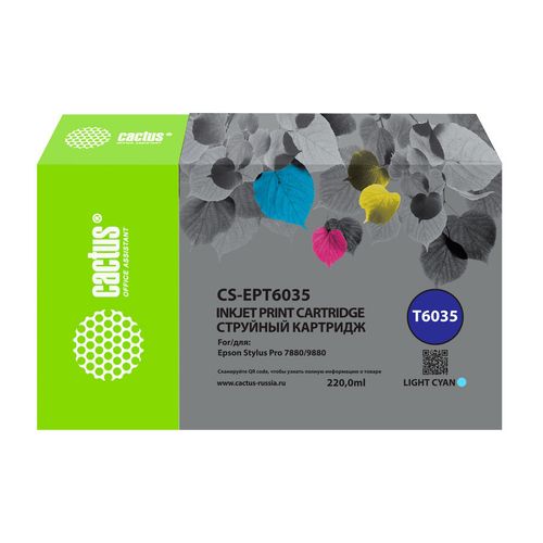 Картридж Cactus CS-EPT6035, T6035, светло-голубой пигментный / CS-EPT6035