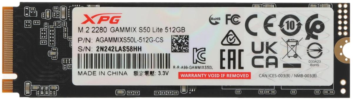 SSD накопитель A-Data XPG Gammix S50 Lite AGAMMIXS50L-512G-CS