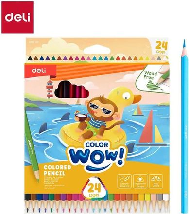Карандаши Deli Colorwow EC00120 EC00120, трехгранный, пластик, 24 цв., коробка европодвес , 24