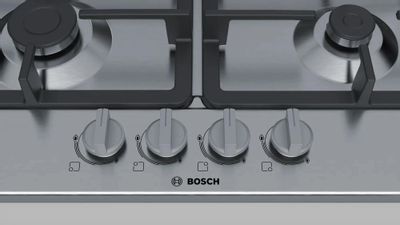 Газовая варочная панель Bosch PGH6B5B90, 4 конфорки, нержавеющая сталь ...