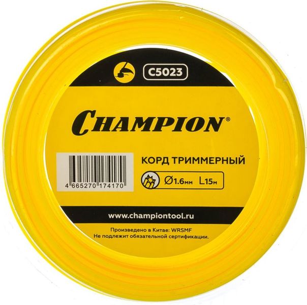 Леска для садовых триммеров CHAMPION C5023, 1.6мм, 15м