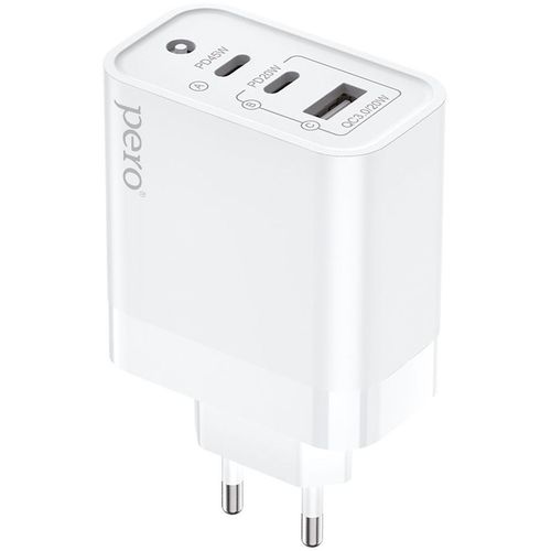 Сетевое зарядное устройство PERO TC17, USB-A, 2xUSB-C, 65Вт, 3A, белый [tc17w]