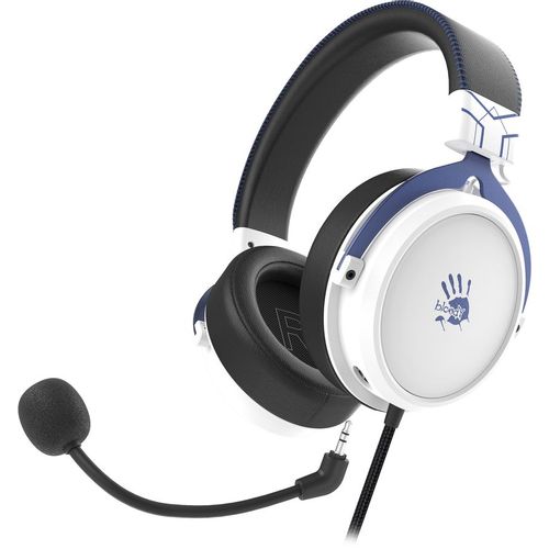 Гарнитура игровая A4TECH Bloody M590i, для компьютера и игровых консолей, мониторные, проводные USB/3,5 мм, синий / белый [m590i sports navy]