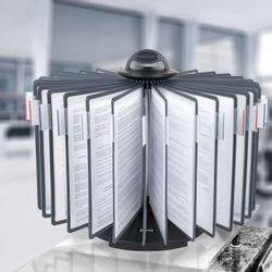 Демосистема для рекламных материалов BRAUBERG 231237 настольная, 30 панелей A4, пластик, серый/чёрный