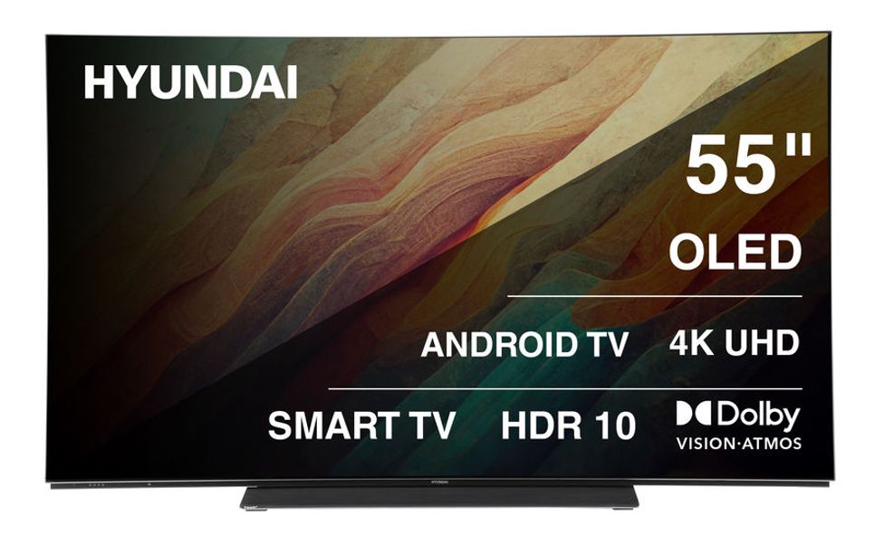 55" Телевизор Hyundai H-LED55OBU7700, OLED, 4K Ultra HD, черный, СМАРТ ТВ, Android TV
