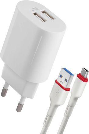 Сетевое зарядное устройство Defender UPC-24,  2xUSB-A,  USB-C, 10.5Вт, 2.1A, белый [83679]
