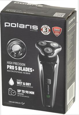 Электробритва Polaris PMR 0307RC wet&dry PRO 5 blades+, черный и хром ...