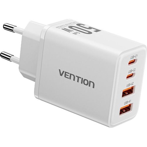Сетевое зарядное устройство VENTION FCHW0-EU, 2xUSB-A, 2xUSB-C, 50Вт, 3A, белый