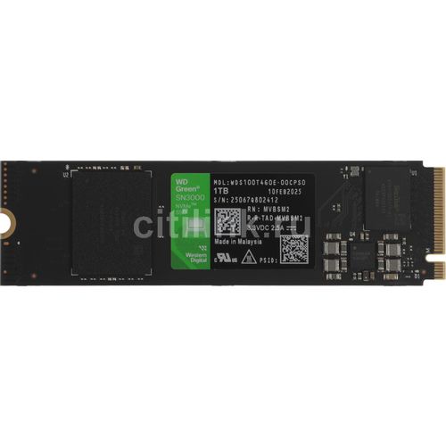 1ТБ SSD накопитель WD Green SN3000 M.2 2280, PCIe 4.0 x4, NVMe, M.2 [wds100t4g0e]