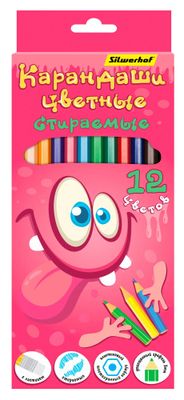 Карандаши Silwerhof Монстрики шестигранный, пластик, 12 цв., коробка ...