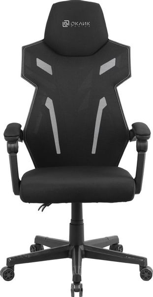 Кресло игровое Oklick 111G, на колесиках, сетка/ткань, черный [1892164]