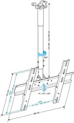 Кронштейн для телевизора Holder PR-101-B, 32-65", потолочный, фиксированный, черный