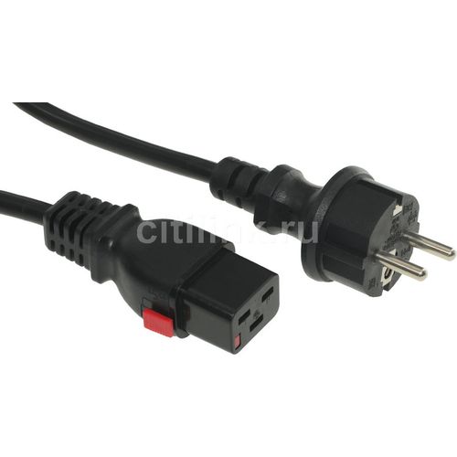 Шнур питания Lanmaster (LAN-PP19L/SH-1.0-BK) C19-Schuko проводник.:3x1.5мм2 1м 220В 16А черный