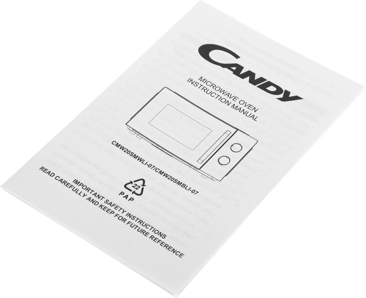 Инструкция, руководство по эксплуатации для микроволновая печь Candy  CMW20SMBLI-07, 0Вт, 20л, черный (1811888) - скачать Ситилинк