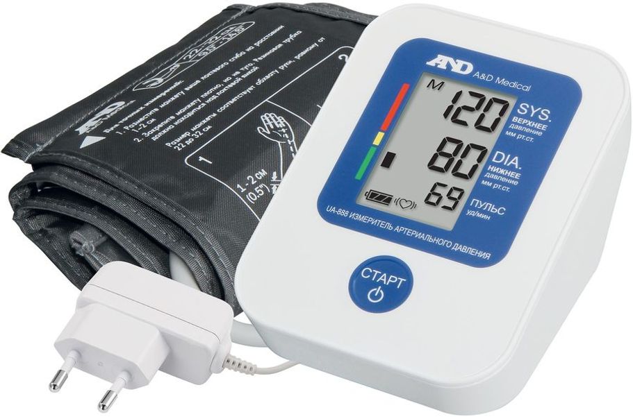 Тонометр автоматический A&D UA-888AC E M, с адаптером питания, 22-32см