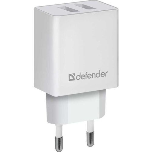 Сетевое зарядное устройство Defender UPA-22, 2xUSB-A, 10.5Вт, 2.1A, белый [83580]