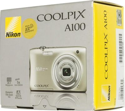 Цифровой компактный фотоаппарат Nikon CoolPix A100, серебристый