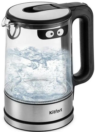 Чайник электрический KitFort КТ-6128, 1.7л, стекло/металл/пластик